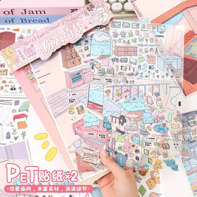 Cloud Fantasy DIY 3D Scene Stickers 2 Cute Scenes(L)