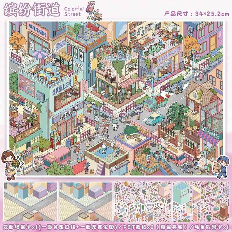 Urban Colors DIY 3D Scene Stickers 2 Cute Scenes(L)