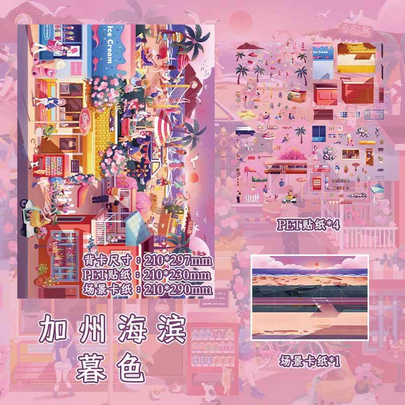 Coastal Twilight DIY 3D Scene Stickers 2 Cute Scenes(L)