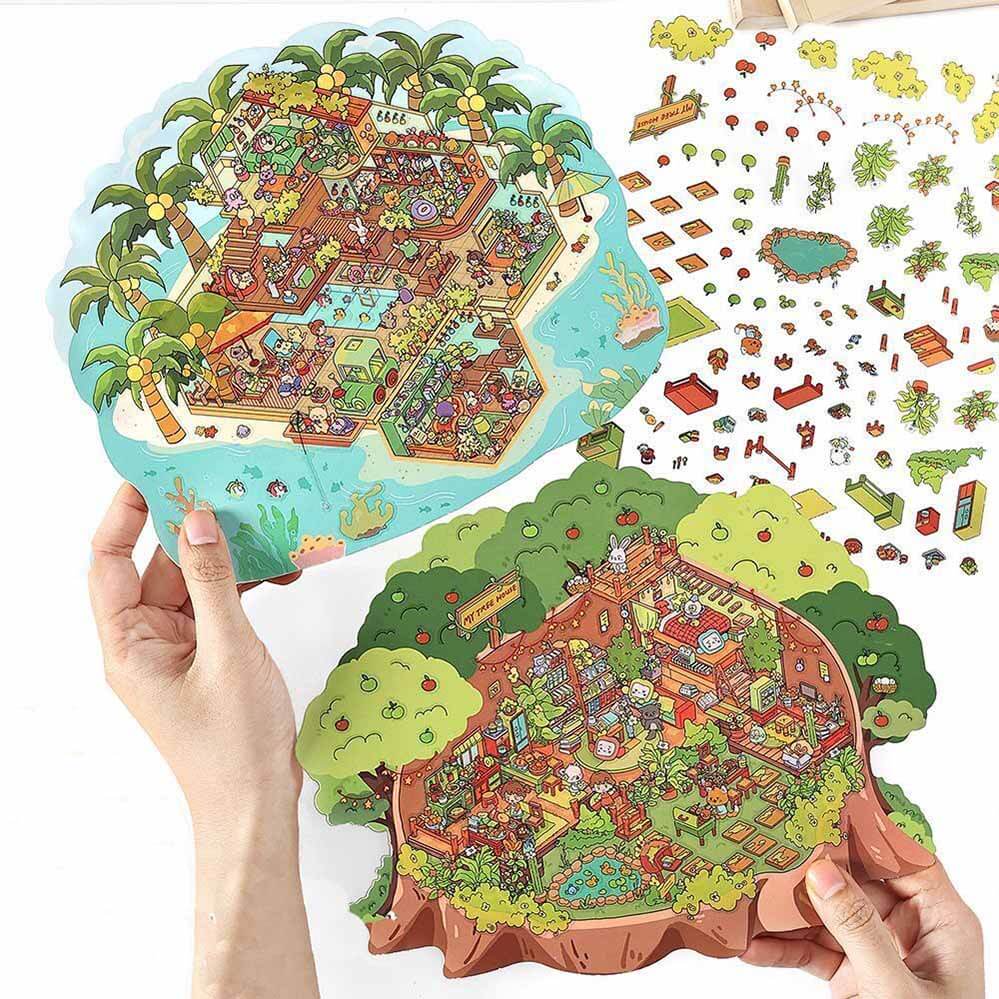 Island Shop DIY 3D Scene Stickers - 2 Cute Miniature Scenes