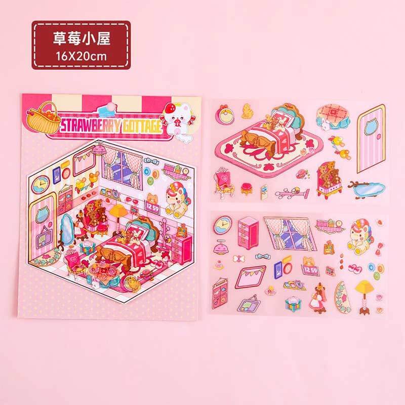 Little Cottage DIY 3D Scene Stickers 4 Lovely Miniature Scenes(S)