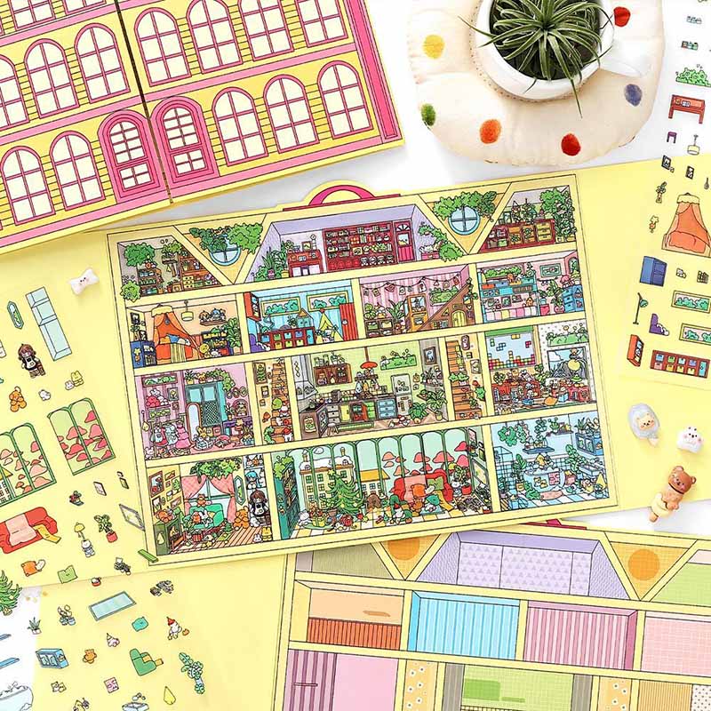 Stylish Apartment DIY 3D Scene Stickers 2 Cute Miniature Scenes (L)