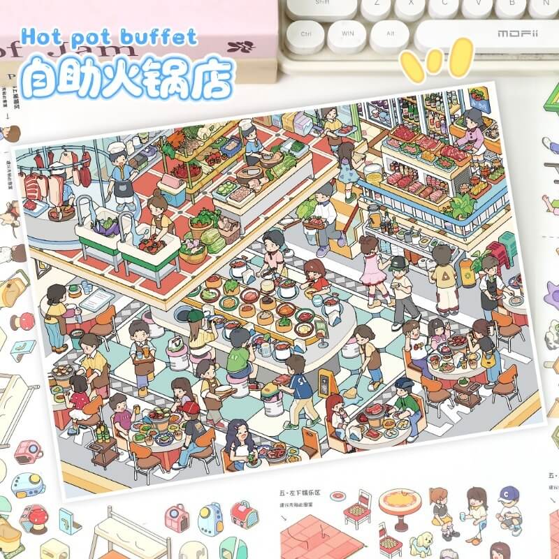 Pet Time DIY 3D Scene Stickers 2 Cute Miniature Scenes(L)
