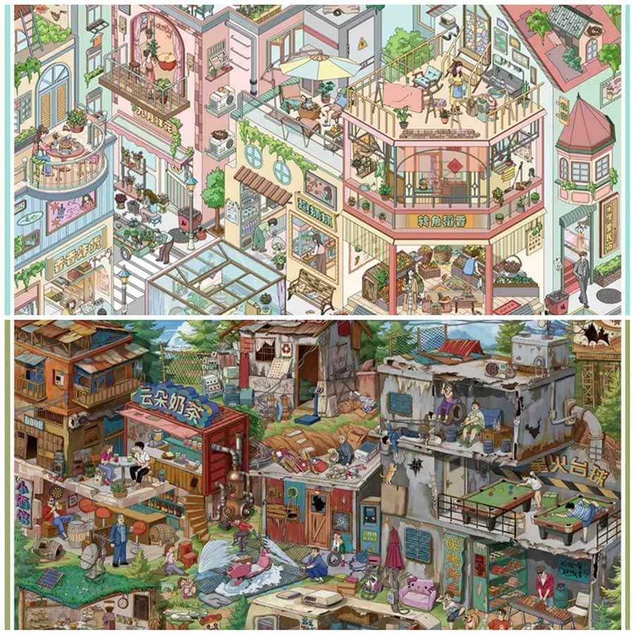 Ideal Retreat DIY 3D Scene Stickers 2 Cute Miniature Scenes(L)