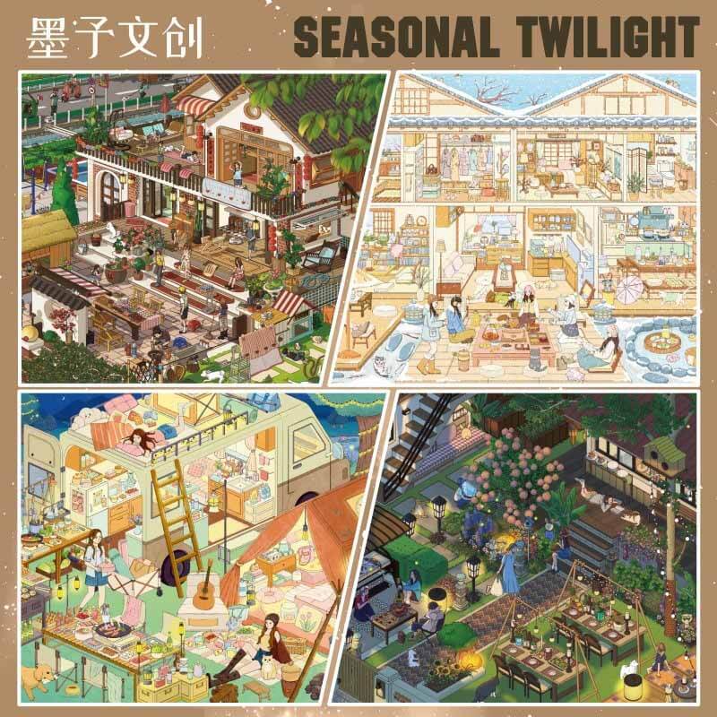 Seasonal Twilight DIY 3D Scenes Sticker 4 Cute Scenes(L)