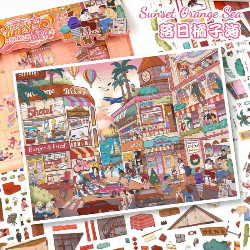 Sunlit Coast DIY 3D Scene Stickers 2 Cute Scenes(L)