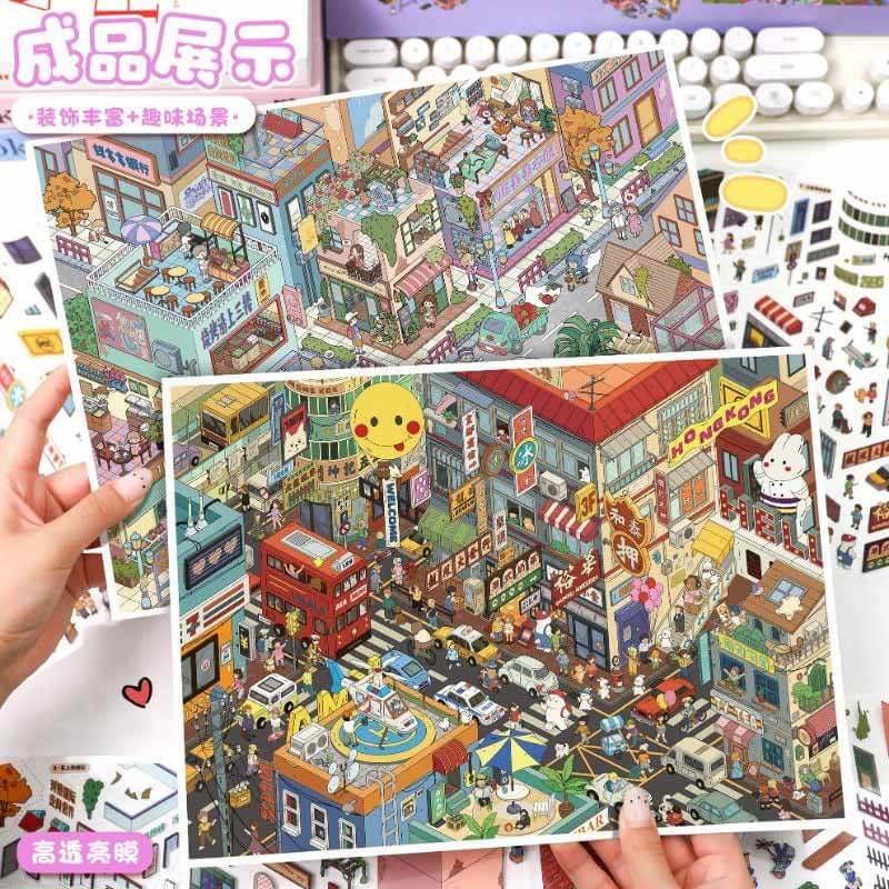 Urban Colors DIY 3D Scene Stickers 2 Cute Scenes(L)
