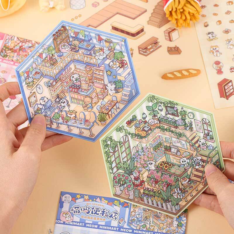 Sweet Moments DIY 3D Scene Stickers 4 Cute Miniature Scenes