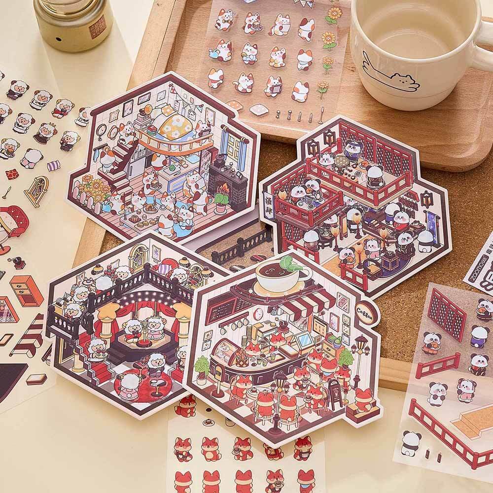 Cosmic Fairytale DIY 3D Scene Stickers 4 Cute Miniature Scenes