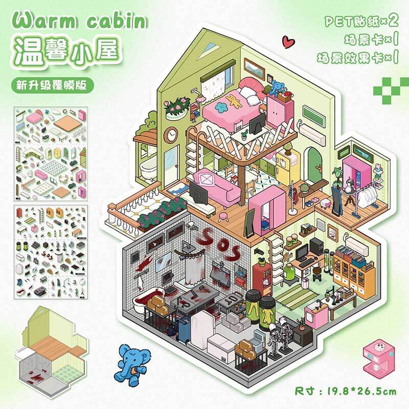 Cottage Clack & Chat DIY 3D Scene Stickers Lovely 2 Miniature Scenes