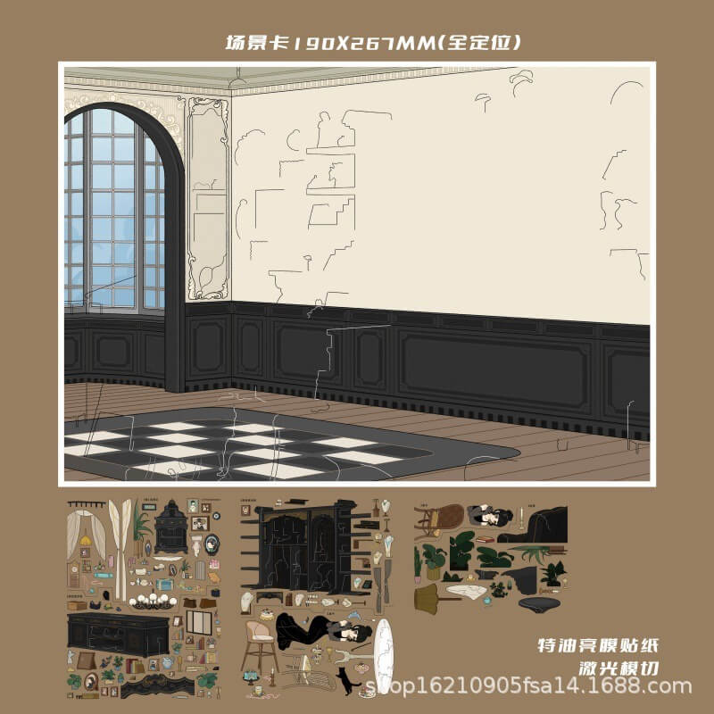 Morning Elegance DIY 3D Scene Stickers 4 Cute Scenes(L)
