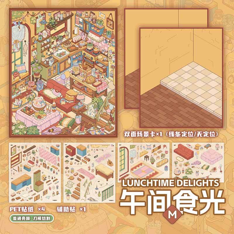 Happy Moments DIY 3D Scene Stickers 4 Cute Scenes(S&L)