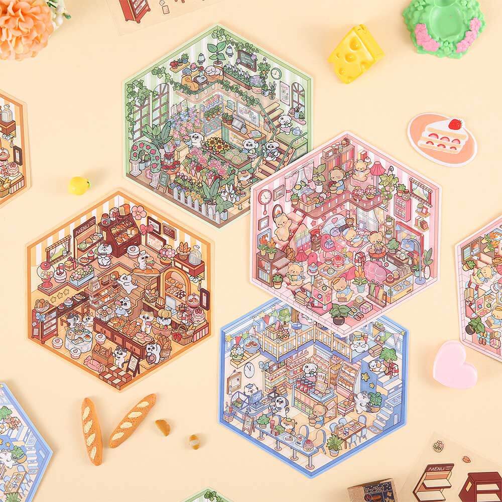 Sweet Moments DIY 3D Scene Stickers 4 Cute Miniature Scenes