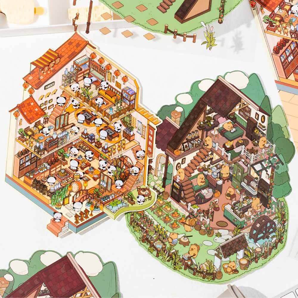 Fun House DIY 3D Scene Stickers - 2 Cute Miniature Scenes