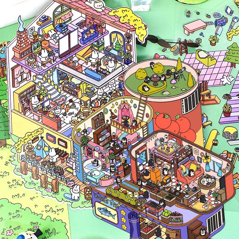 Fantasy House 1.0 DIY 3D Scene Stickers 2 Cute Miniature Scenes
