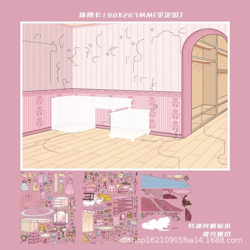 Morning Elegance DIY 3D Scene Stickers 4 Cute Scenes(L)