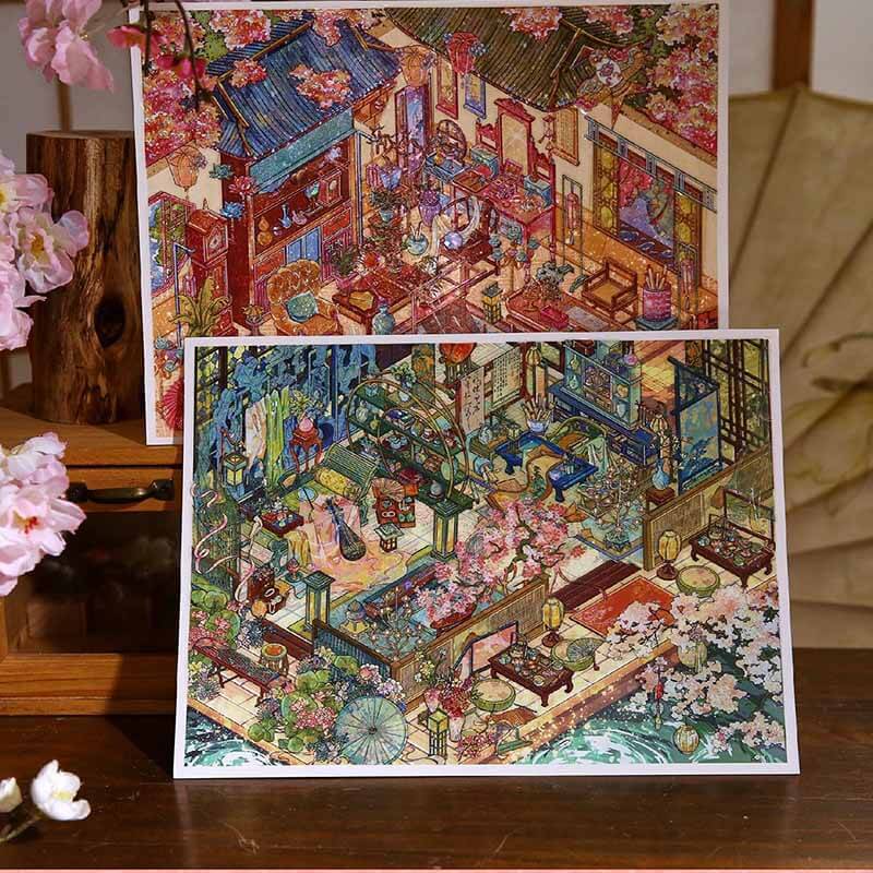 Oriental Grace DIY 3D Scene Stickers With Guide Lines(XL)