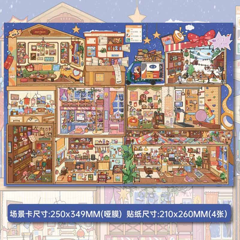 Warm Winter Home DIY 3D Scene Stickers 2 Cute Scenes(XL)