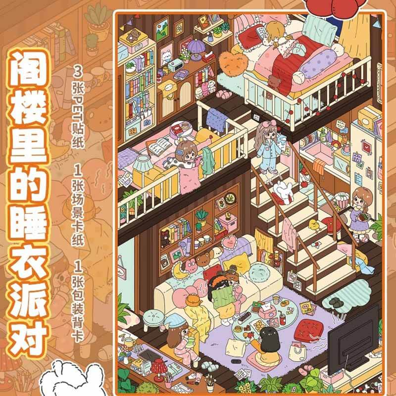 Attic Nights DIY 3D Scene Stickers 2 Cute Miniature Scenes(L)