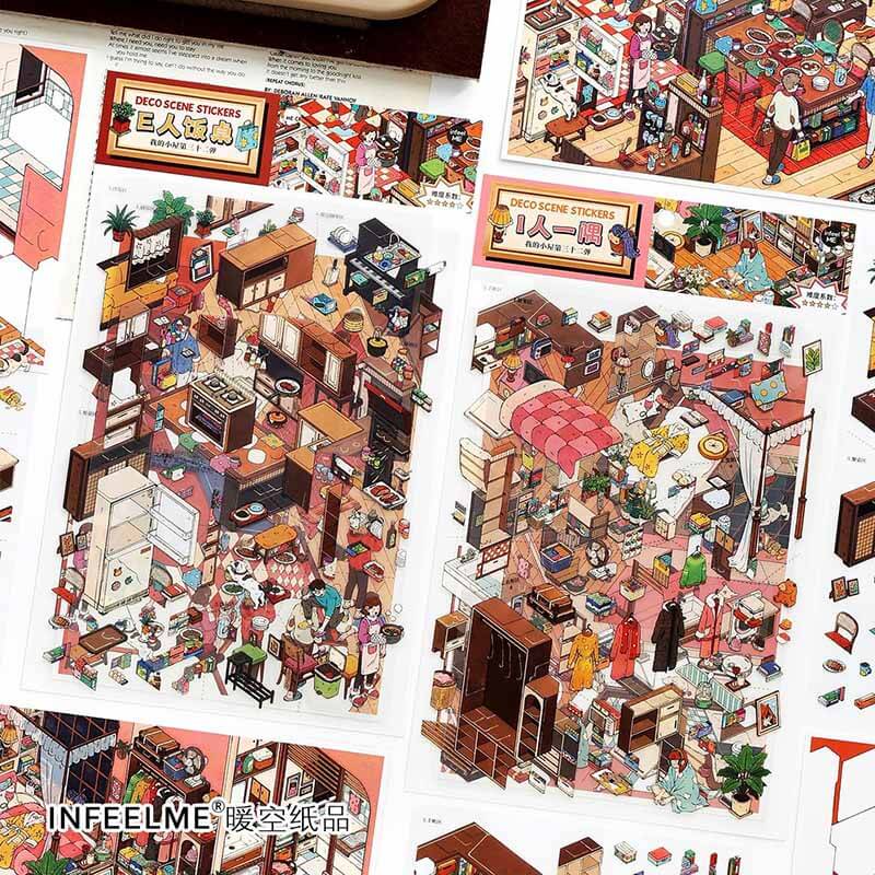 Social Contrast DIY 3D Scene Stickers 2 Cute Scenes(L)