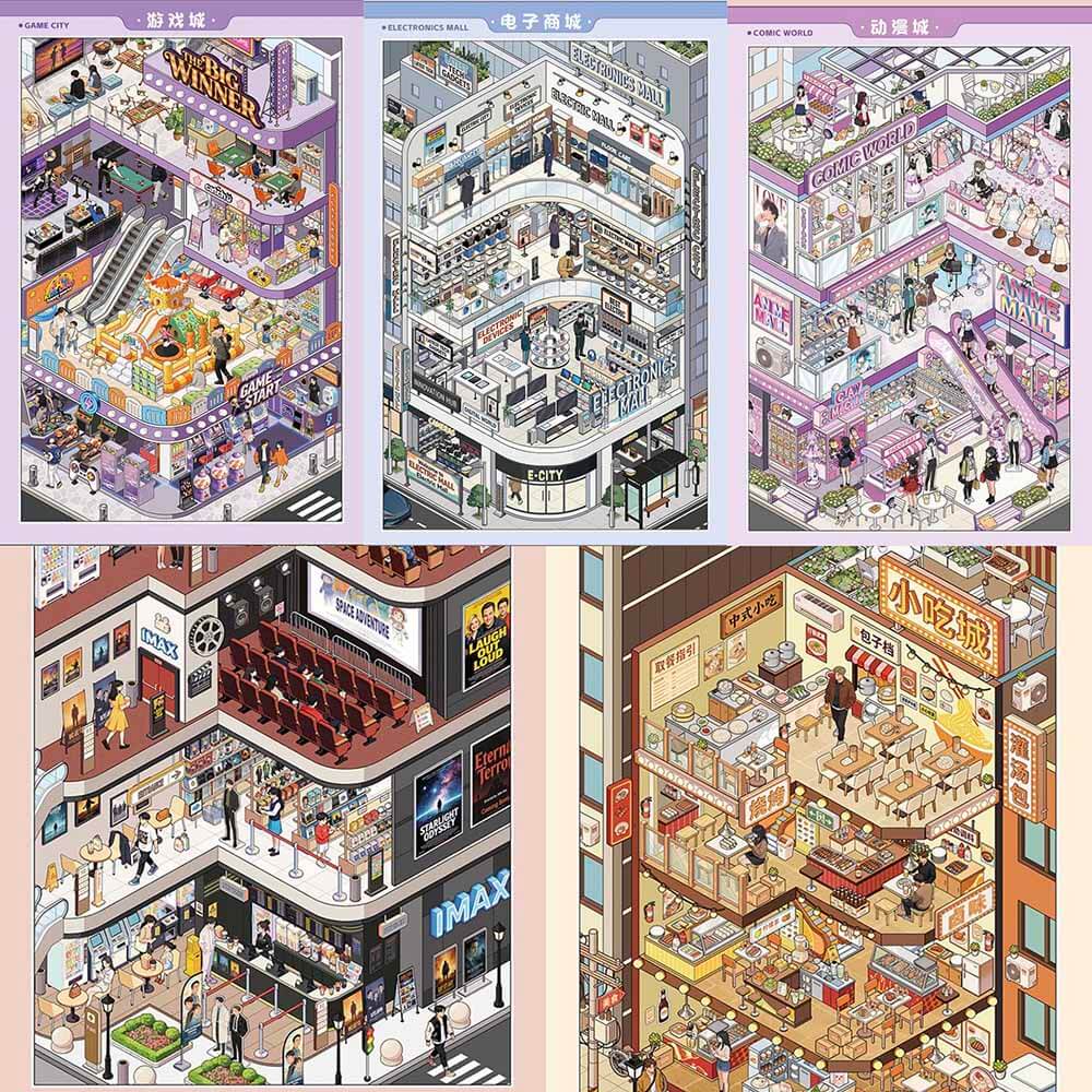 City Collection Book DIY 3D Scene Stickers 2 Cute Scenes(L)