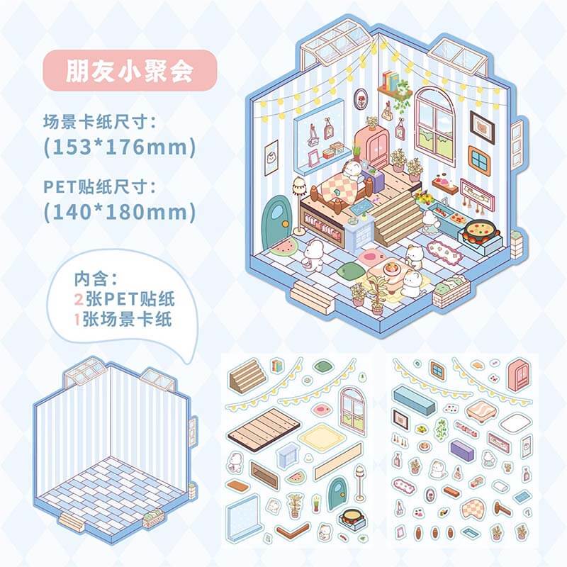 Sweet Little Escapes DIY 3D Scene Stickers 4 Cute Miniature Scenes(M)