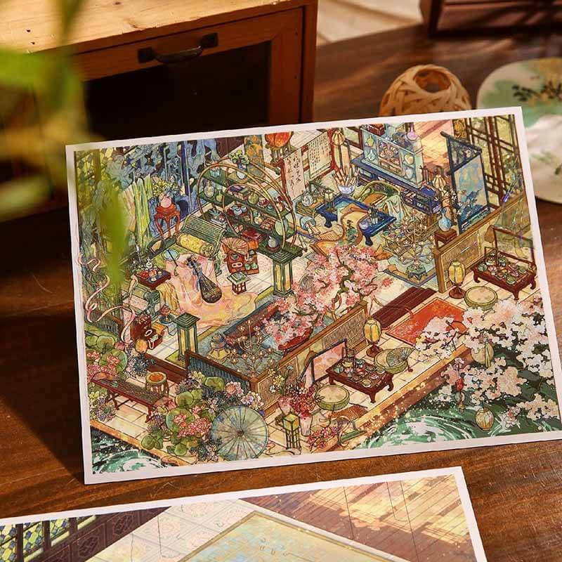 Oriental Grace DIY 3D Scene Stickers With Guide Lines(XL)