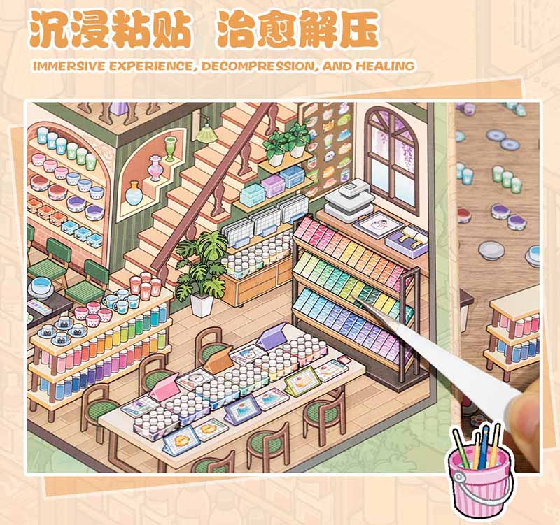 Shop Organisation Book 3D Scene Stickers DIY Stickers(L)
