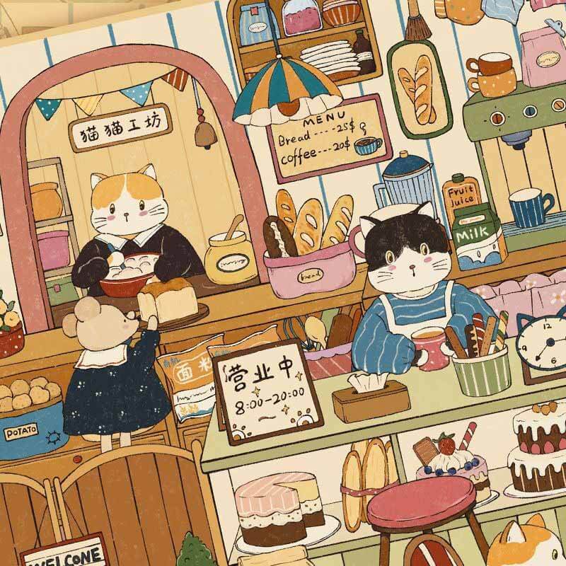 Kitty Corner DIY 3D Scene Stickers With Guide Lines(L)