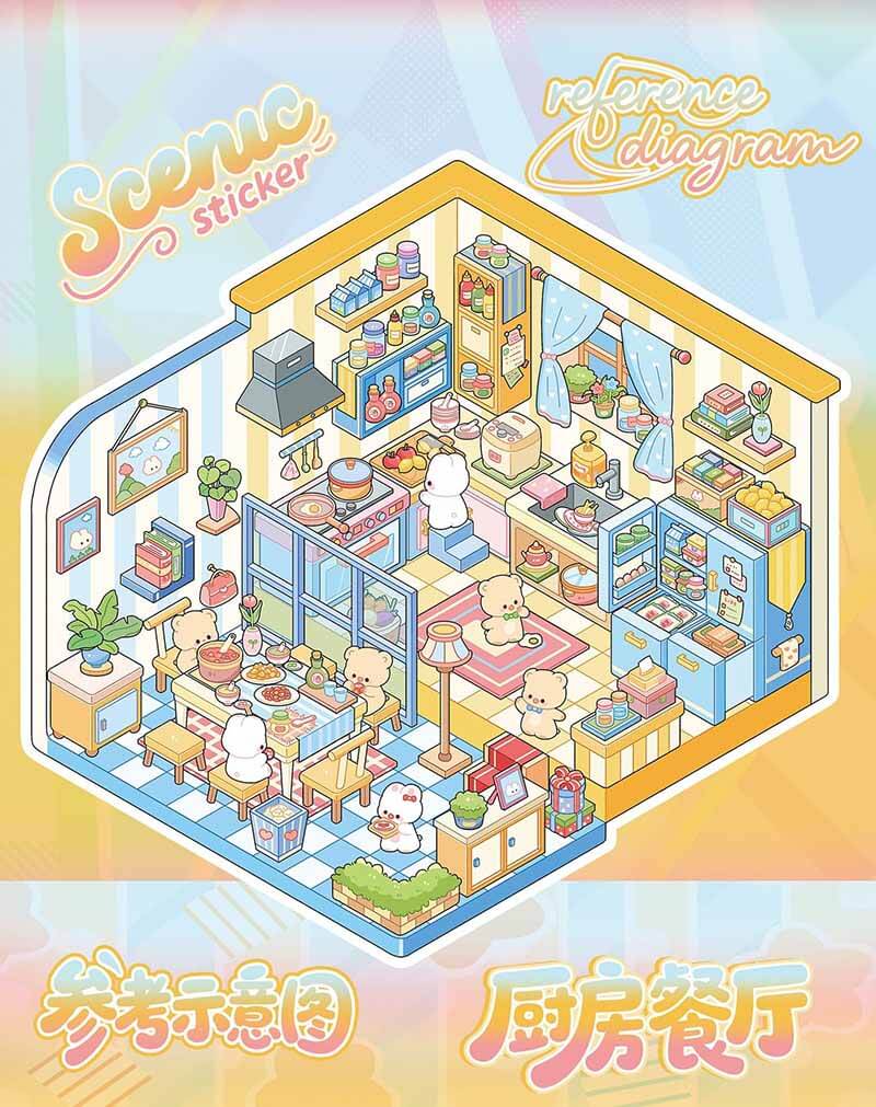 Dreamlike Realm Book 3D Scene Stickers With Guide Lines(S)