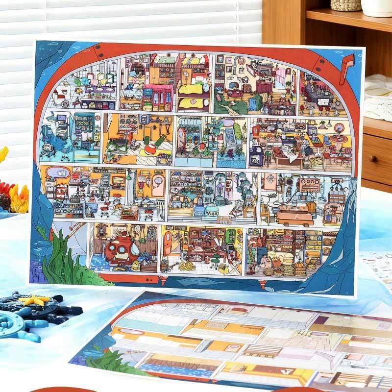 Submarine Room DIY 3D Sticker Cute Miniature Scenes(xL)