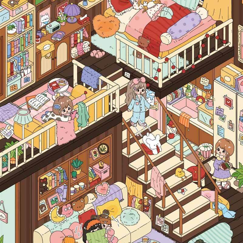 Attic Nights DIY 3D Scene Stickers 2 Cute Miniature Scenes(L)