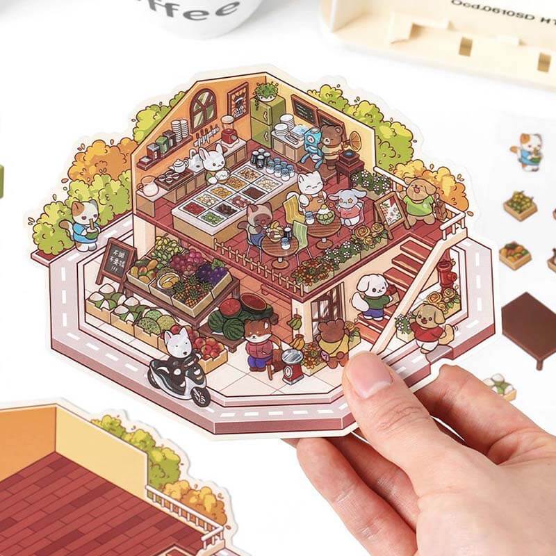 Farm Orchard DIY 3D Scene Stickers - 4 Cute Miniature Scenes