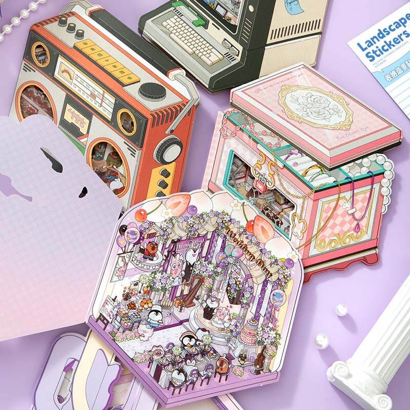 Moments & Moods DIY 3D Scene Stickers 4 Cute Miniature Scene(S)