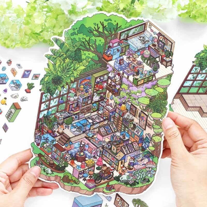 Seasonal Retreat DIY 3D Sticker 4 Cute Miniature Scenes(L)