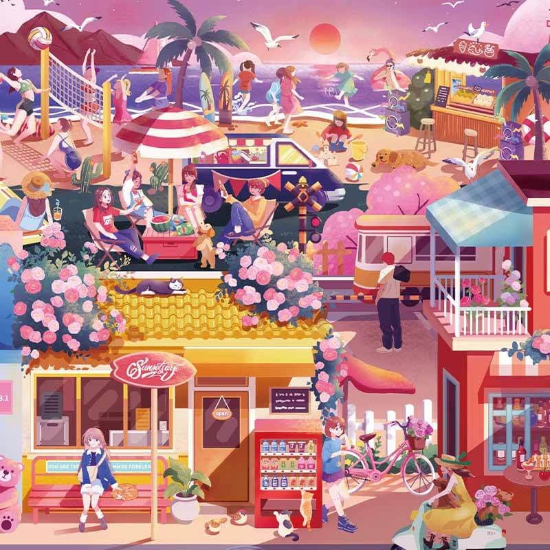 Coastal Twilight DIY 3D Scene Stickers 2 Cute Scenes(L)