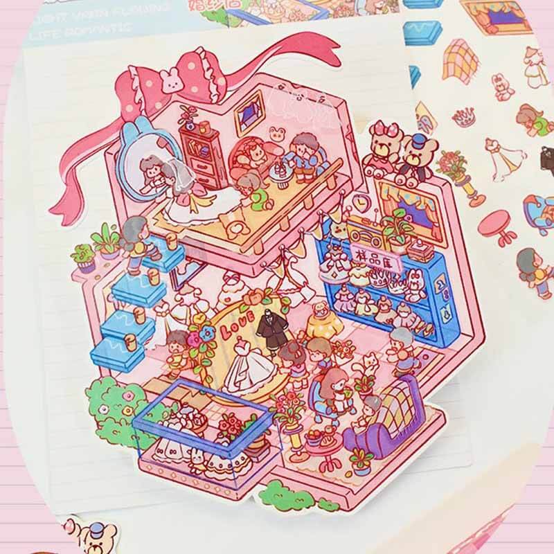 Adorable Moments DIY 3D Scene Stickers 4 Cute Miniature Scenes(S)