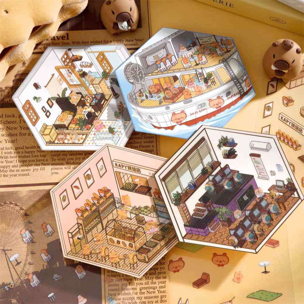 Adorable Pet DIY 3D Scene Stickers 4 Cute Miniature Scenes