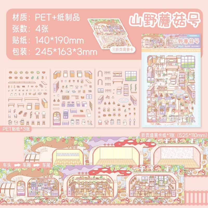 Adventure Fleet DIY 3D Scenes Sticker 4 Cute Scenes(M)
