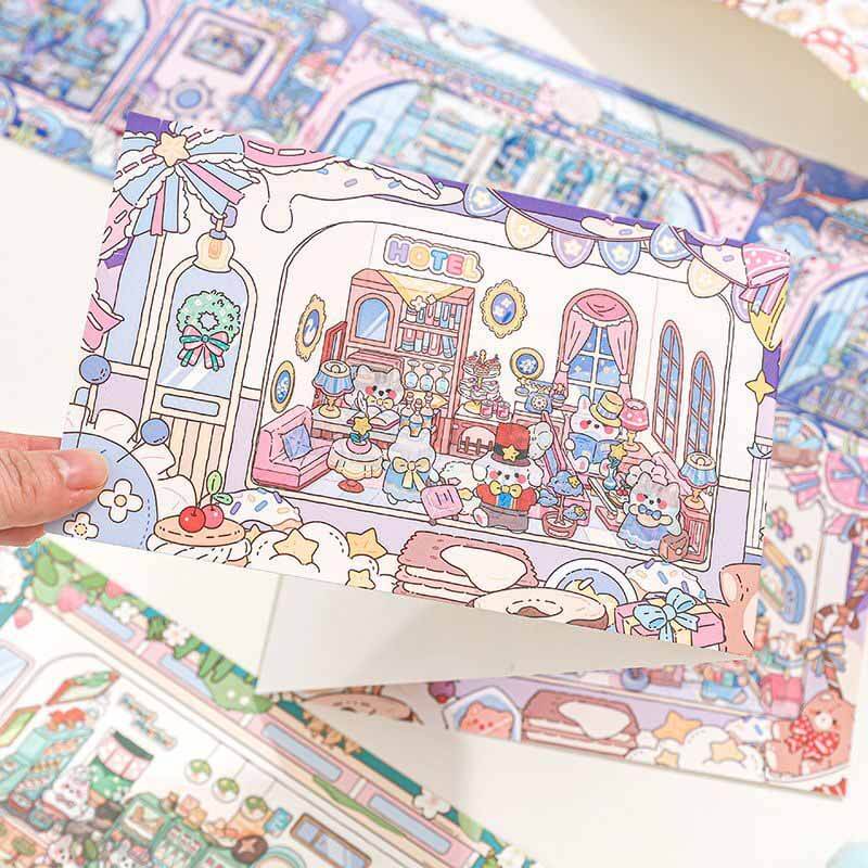 Adventure Fleet DIY 3D Scenes Sticker 4 Cute Scenes(M)