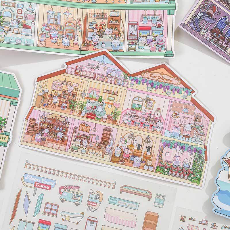 Adventure Lodges DIY 3D Scene Stickers 4 Cute Scenes(L)