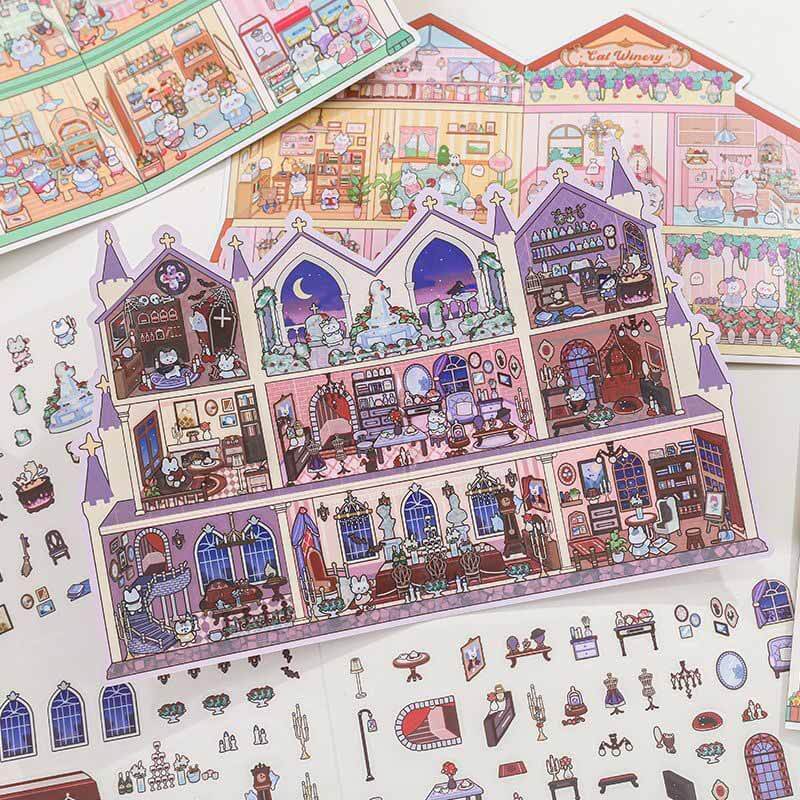 Adventure Lodges DIY 3D Scene Stickers 4 Cute Scenes(L)