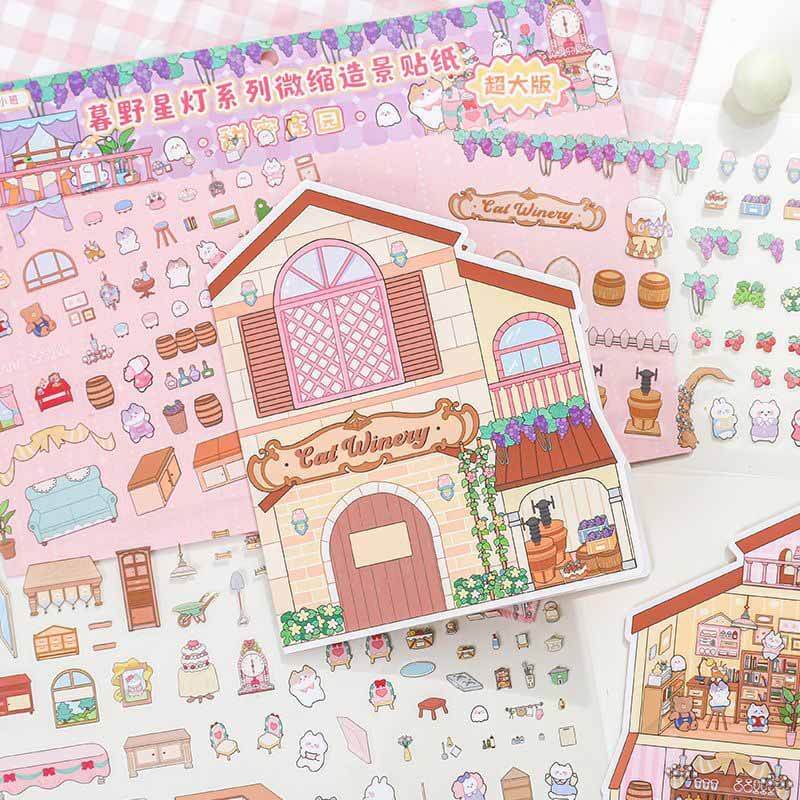 Adventure Lodges DIY 3D Scene Stickers 4 Cute Scenes(L)