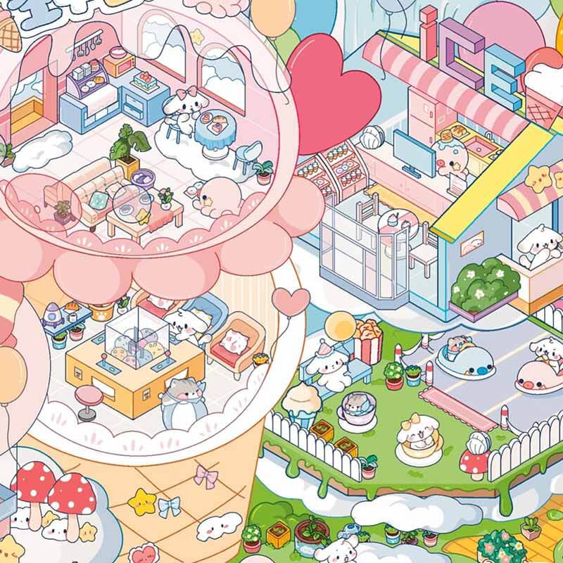 Adventures Above DIY 3D Scene Stickers 3 Cute Miniature Scenes(L)