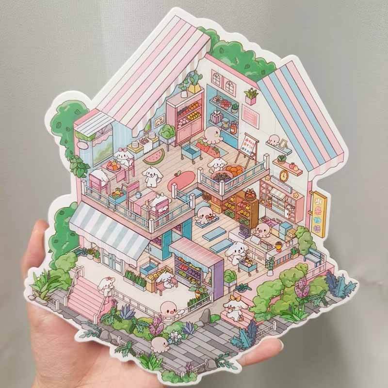 Adventures Above DIY 3D Scene Stickers 3 Cute Miniature Scenes(L)