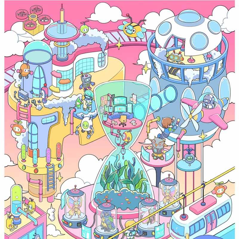 Aetheria Realm DIY 3D Scene Stickers 2 Cute Miniature Scenes(L)