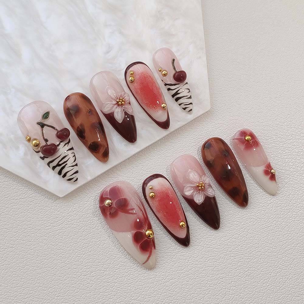 Beauty Art Garden Press On Nails Amber Floral Roar 55