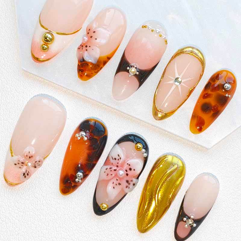 Beauty Art Garden Press On Nail Amber Gold 206