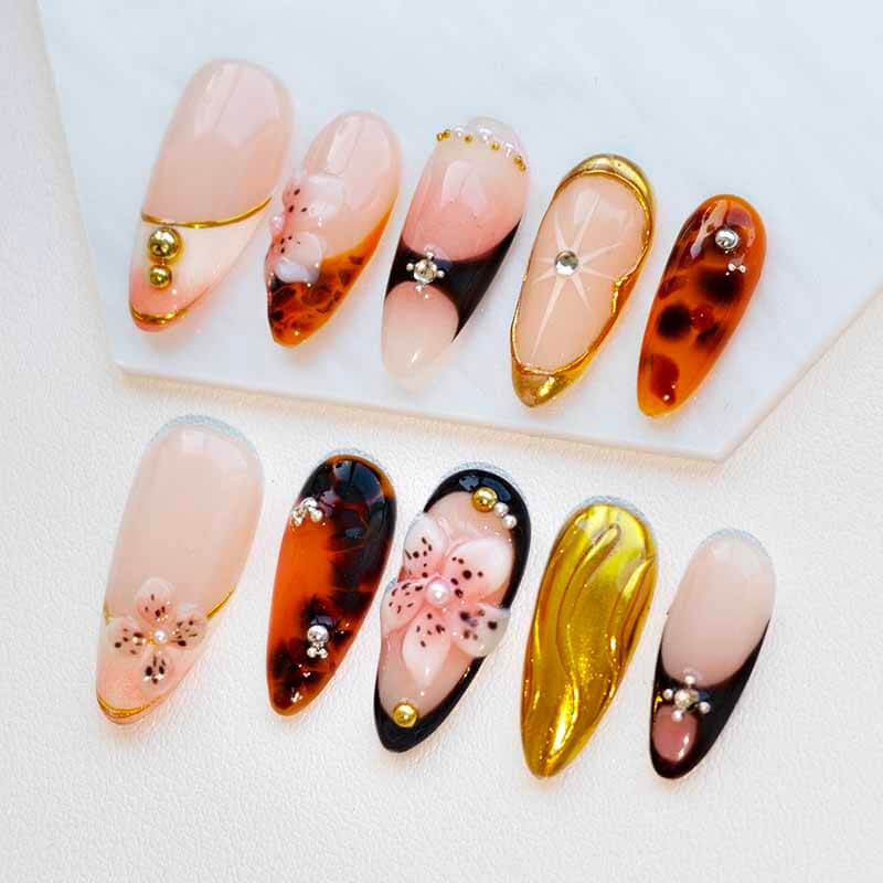 Beauty Art Garden Press On Nail Amber Gold 206