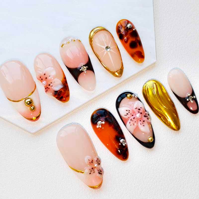 Beauty Art Garden Press On Nail Amber Gold 206